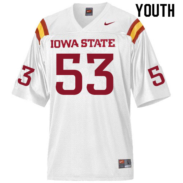 Youth #53 Will Clapper Iowa State Cyclones College Football Jerseys Sale-White - Click Image to Close